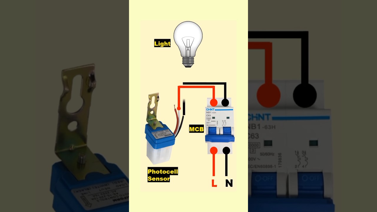 Day night Light sensor Connection 💯 #shorts #electrical #sensor #shortvideo