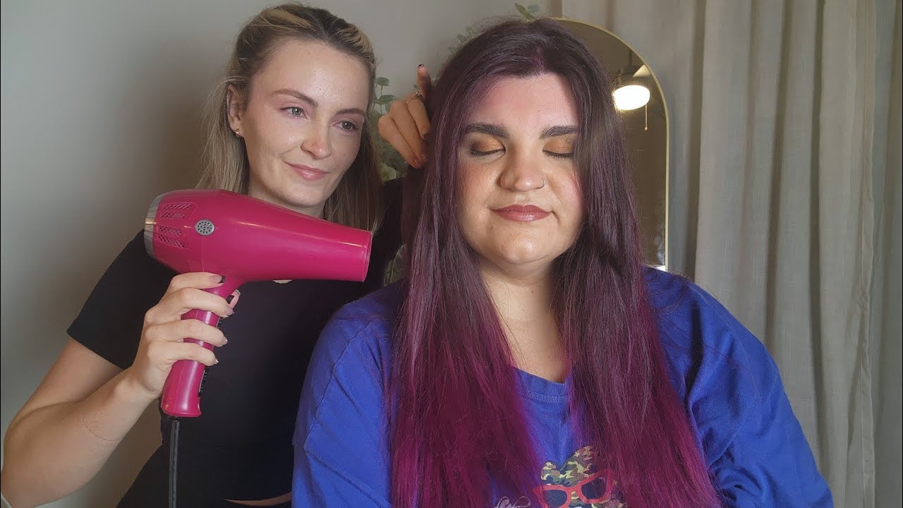 ASMR Professional Hair Dye Treatment With Hair Blow Drying & Straightening - Finishing Touches