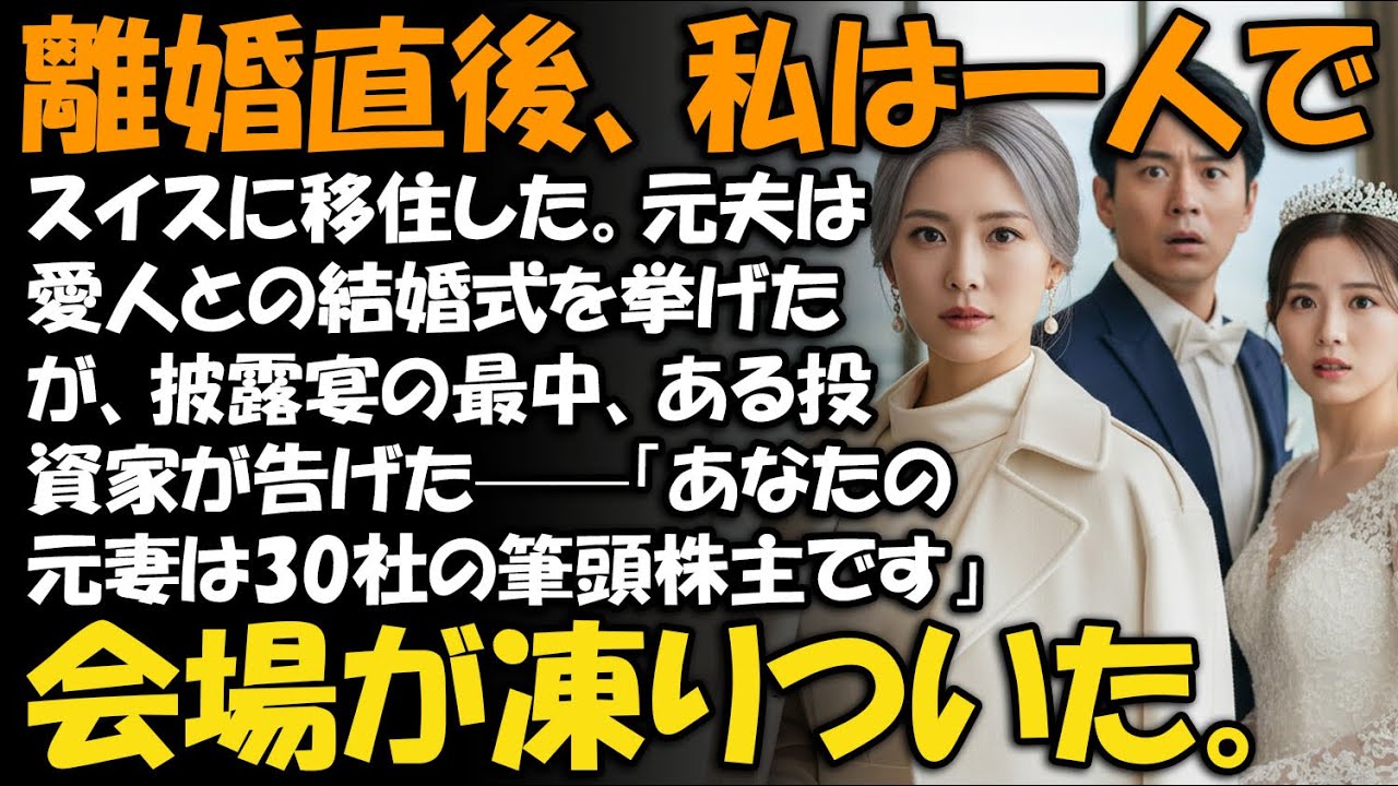離婚直後、私は一人でスイスに移住した。元夫は愛人との結婚式を挙げたが、披露宴の最中、ある投資家が告げた——「あなたの元妻は30社の筆頭株主です」会場が凍りついた。【家族ドラマ】【静かな復讐】