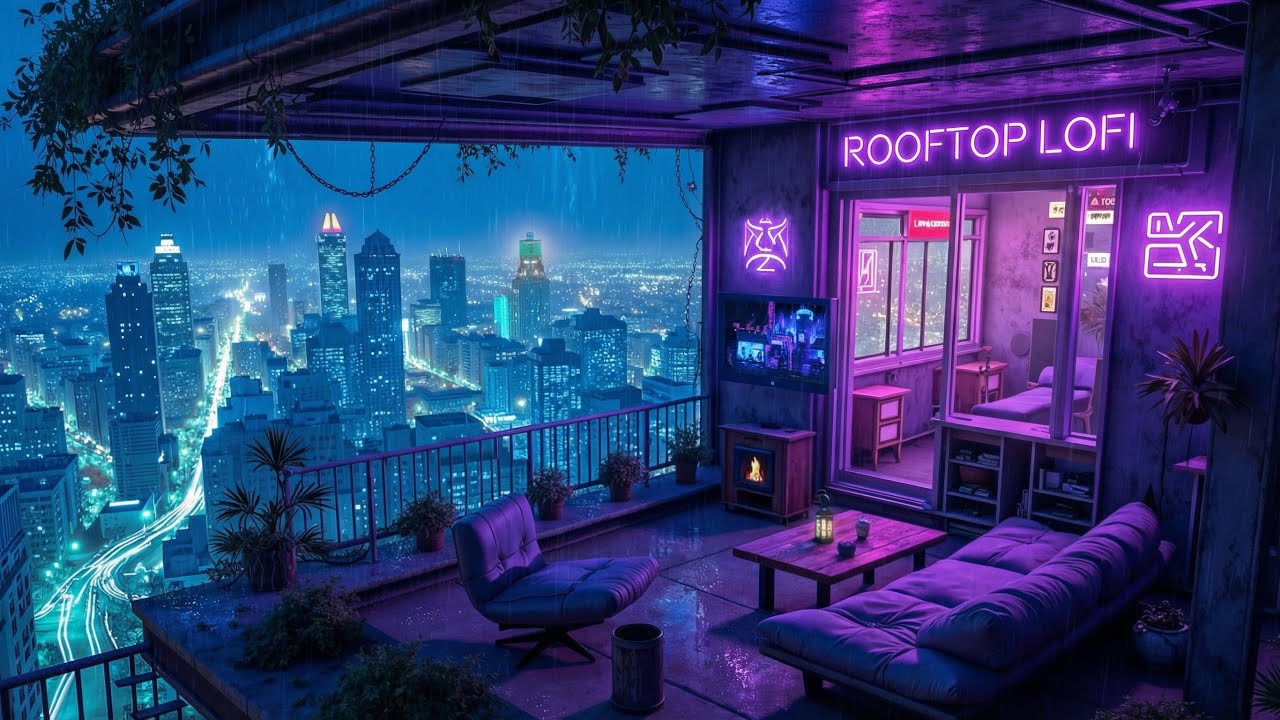 🌧️ Late Night Rooftop Lofi for Deep Focus (Rainy City, No Lyrics)
