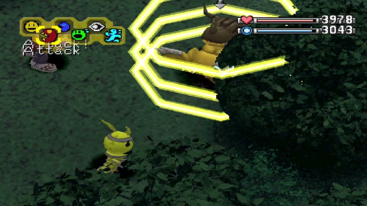Digimon World PS1 - Greymon VS Kunemon