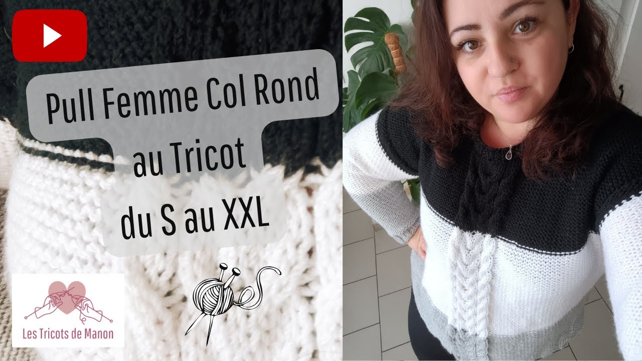 Pull Femme Col Rond au Tricot - Du S au XXL