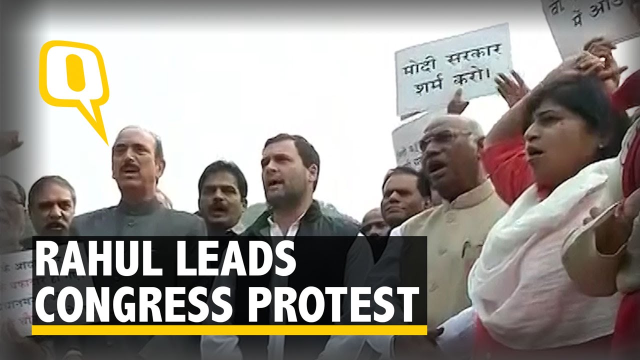 Rahul Gandhi Leads Congress Protest Over VK Singh&rsquo;s &lsquo;Dog&rsquo;Remark