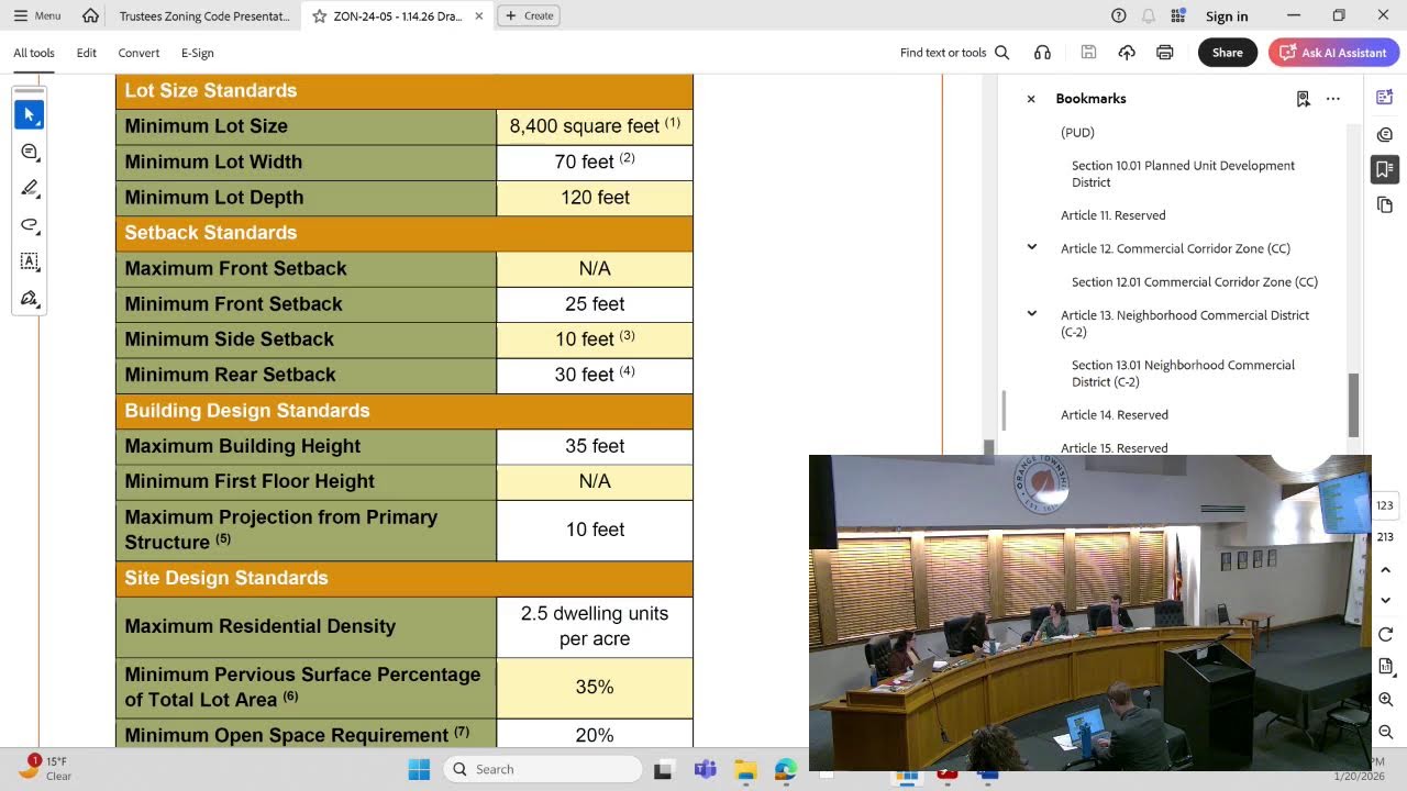 Trustees Zoning Hearing - January 20th, 2026 (ZON-24-05 Code Re-Write)