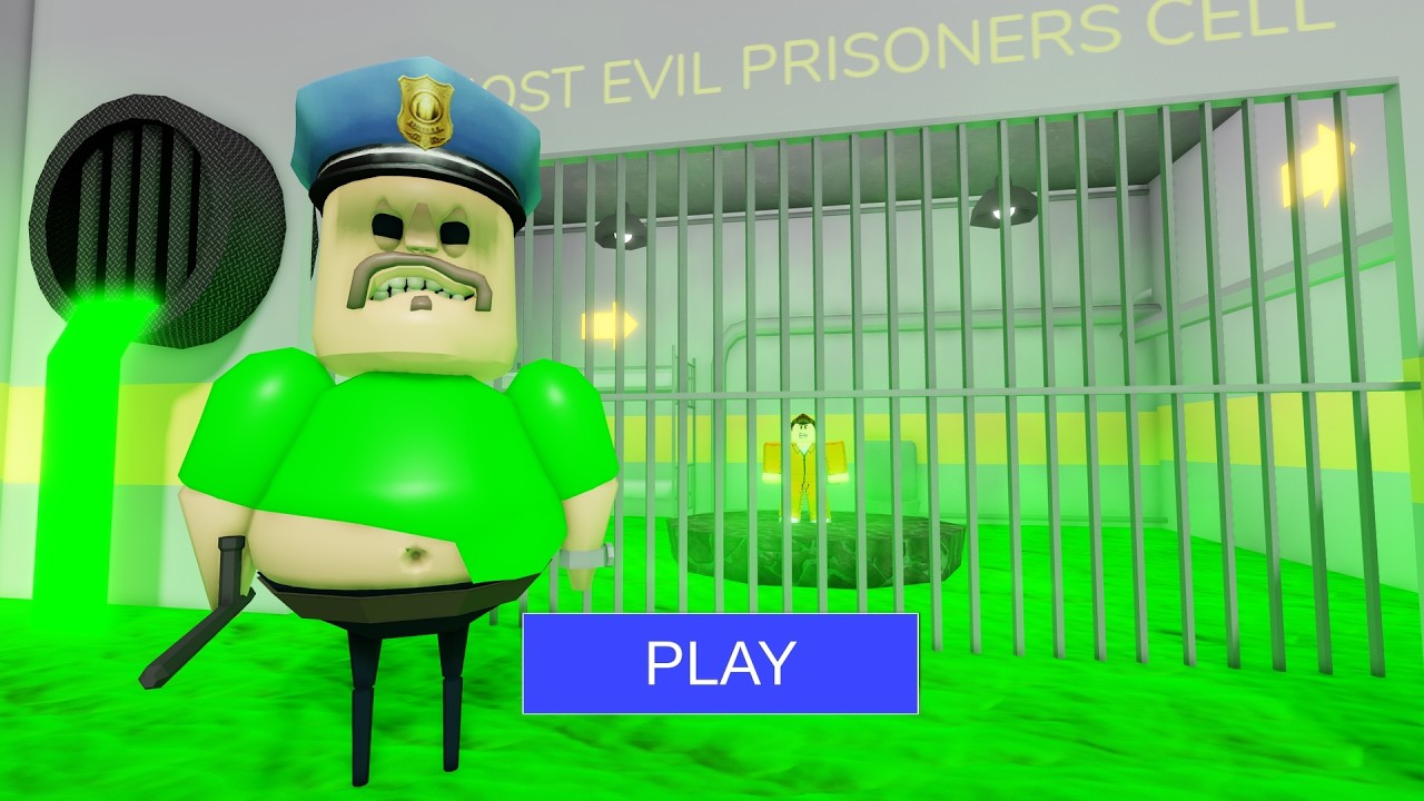 Escaping from Big Head Green BARRY'S PRISON RUN! #roblox #obby
