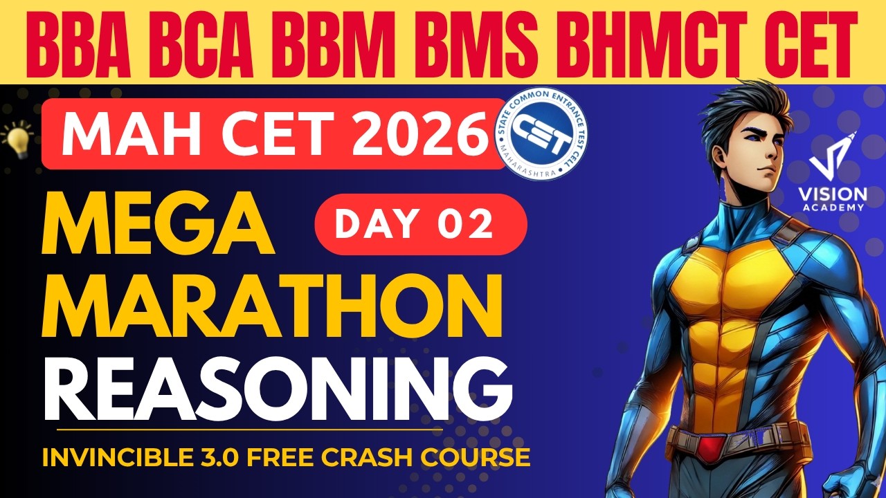 MAH CET 2026 BBA BCA BBM BMS BHMCT 🚀 Reasoning Mega Marathon Day 2 🚀  Invincible 3.0