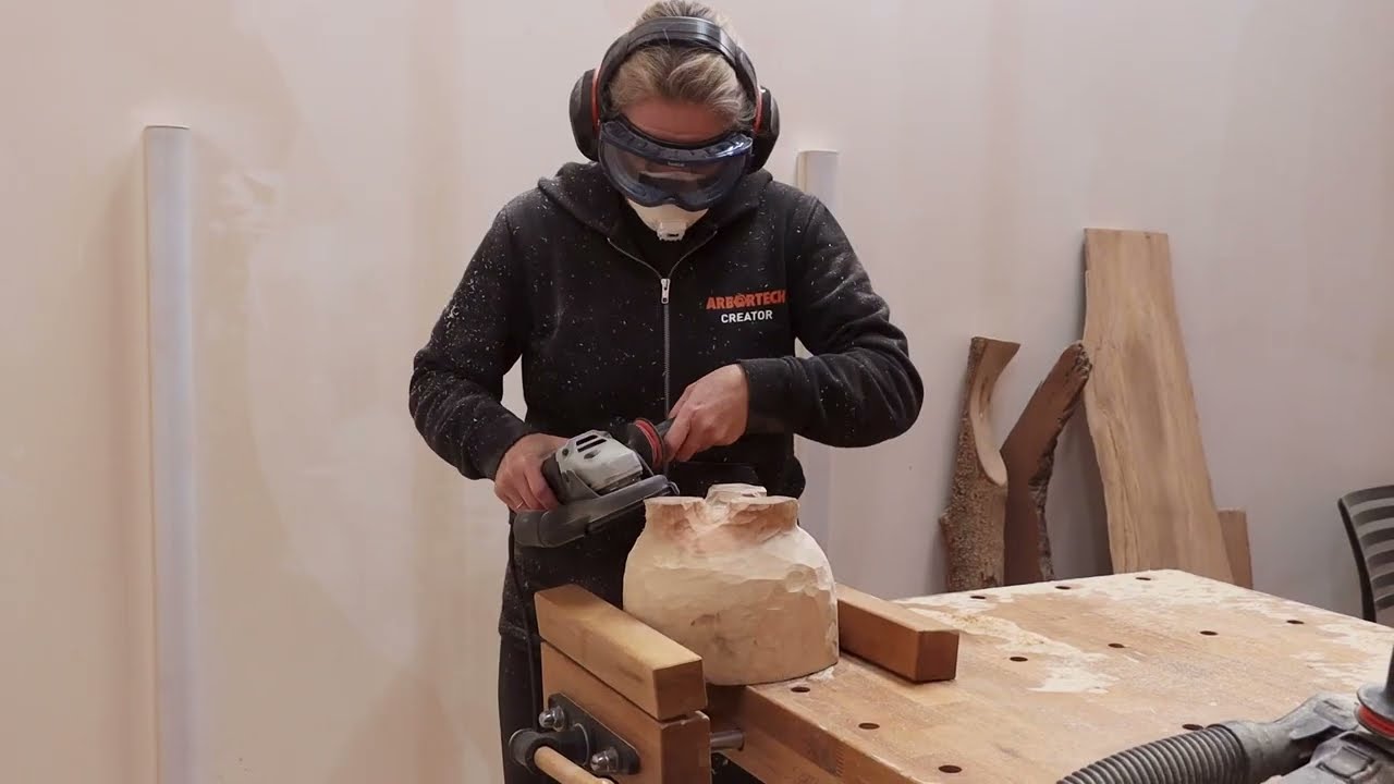 How to Carve a Wooden Bowl | Power Carving | Woodworking Project for Beginners