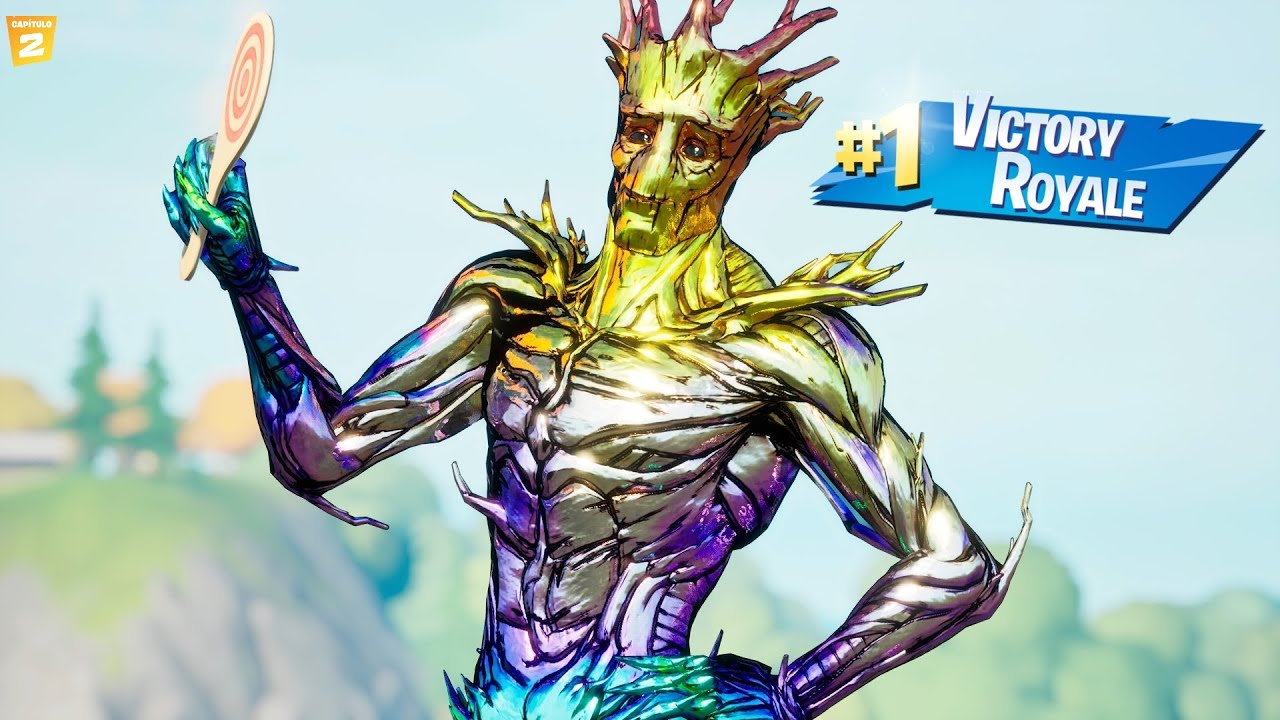 Victoria con la skin GROOT HOLOFOIL Fortnite