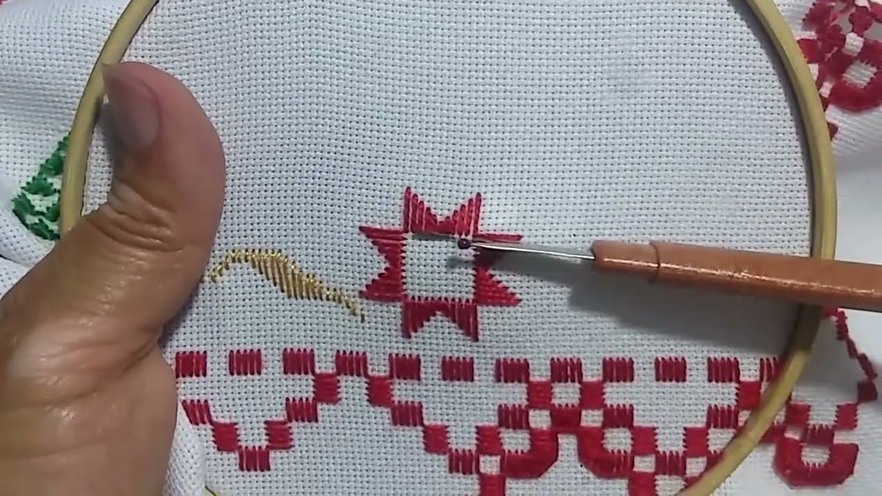 Bordado Hardanger Navidad. Mantel Parte 11 🎄🎄