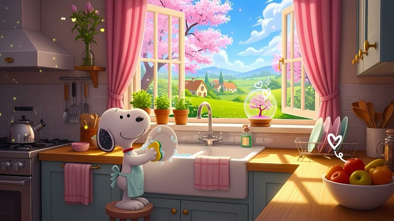 Snoopy’s Spring clean up Kitchen 🌸 Chill lofi Beats to Calm & Relax 🌿 Gentle Lofi Peaceful Day