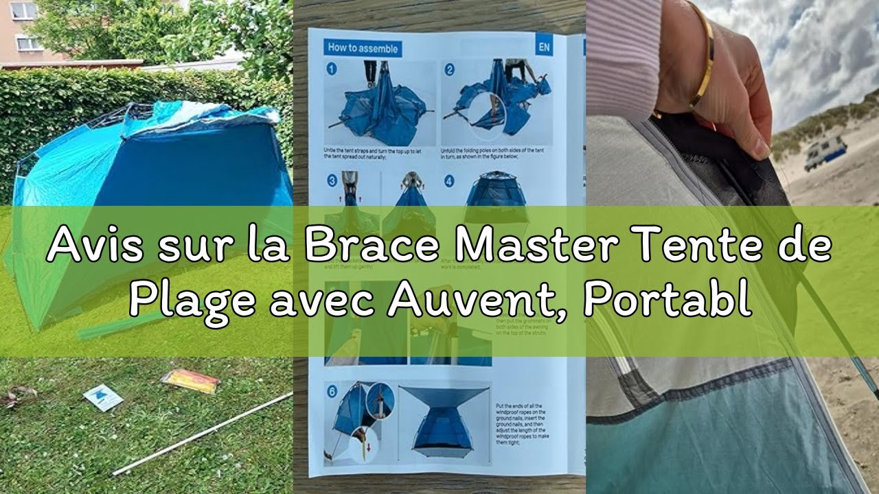 Avis sur la Brace Master Tente de Plage avec Auvent, Portable Abri de Plage pour 2-3 Personnes, Tent