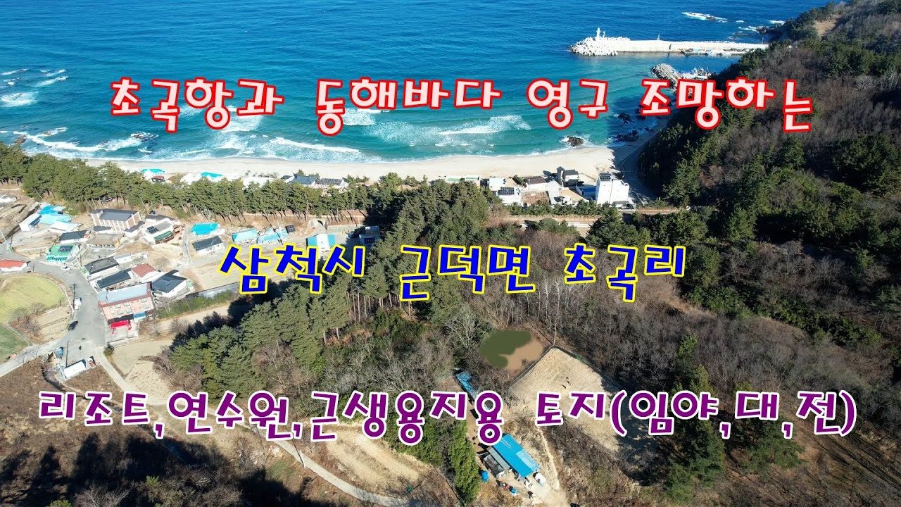 초곡항과 동해바다 영구 조망하는 삼척시 근덕면 초곡리의 리조트, 연수원, 근생용지용 토지(임야,대,전)