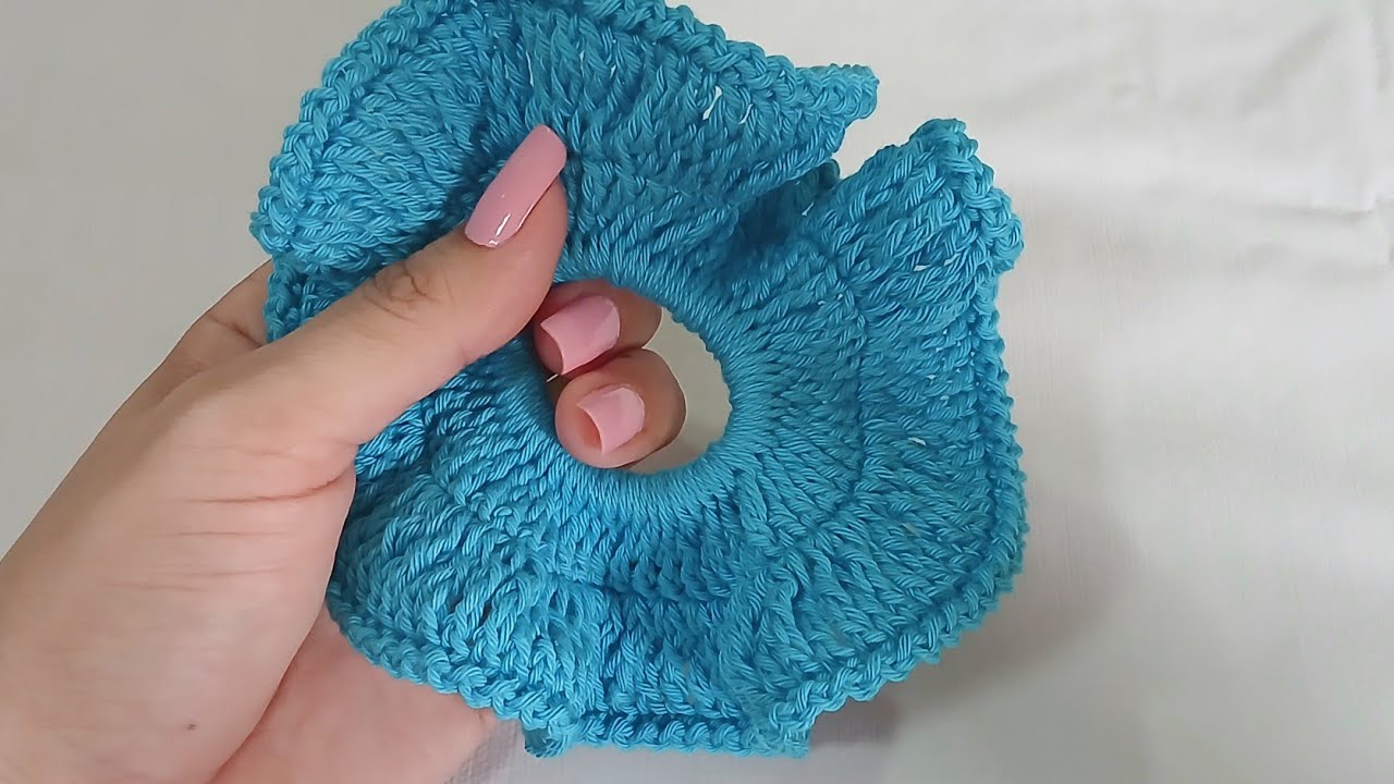 scrunchie de crochê para cabelo #crochet #crochê #xuxinha 