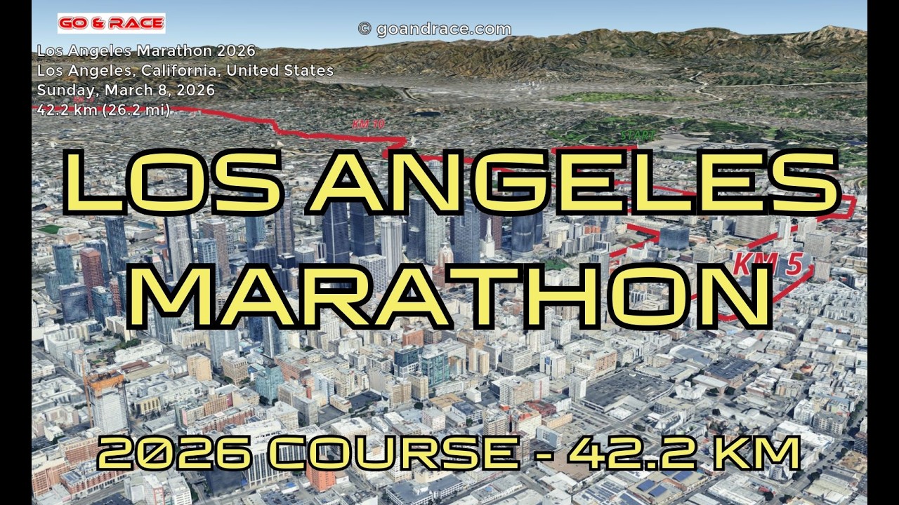Los Angeles Marathon 2026: 3D Video Course Map | 42.2 km - Los Angeles