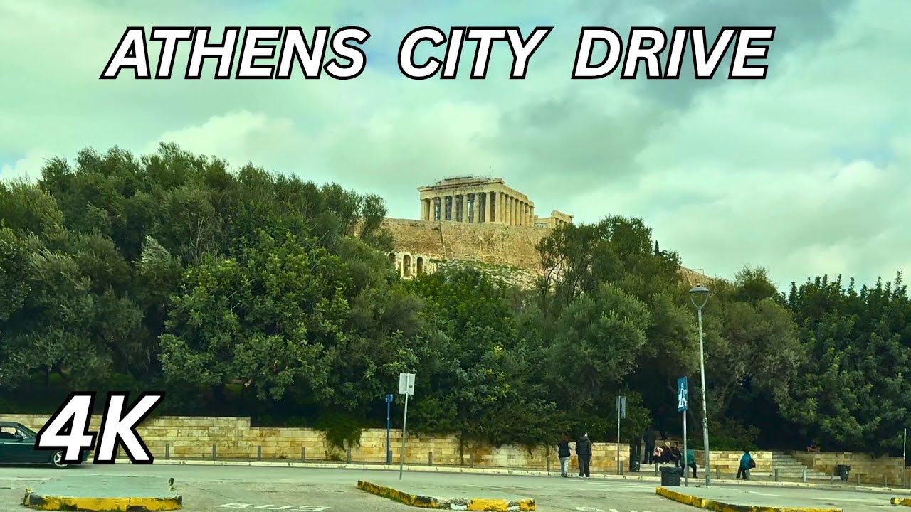 Athens 4K Drive with Acropolis Views | Lofi Relaxing Piano, No Talking, No Commentary