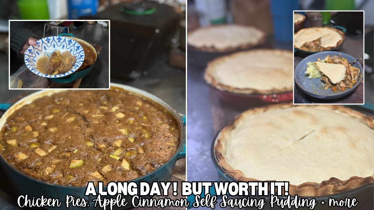 Long day of Food & Meal Prep in our chilly outdoor kitchen, Pies and Puddings  - Off Grid Australia