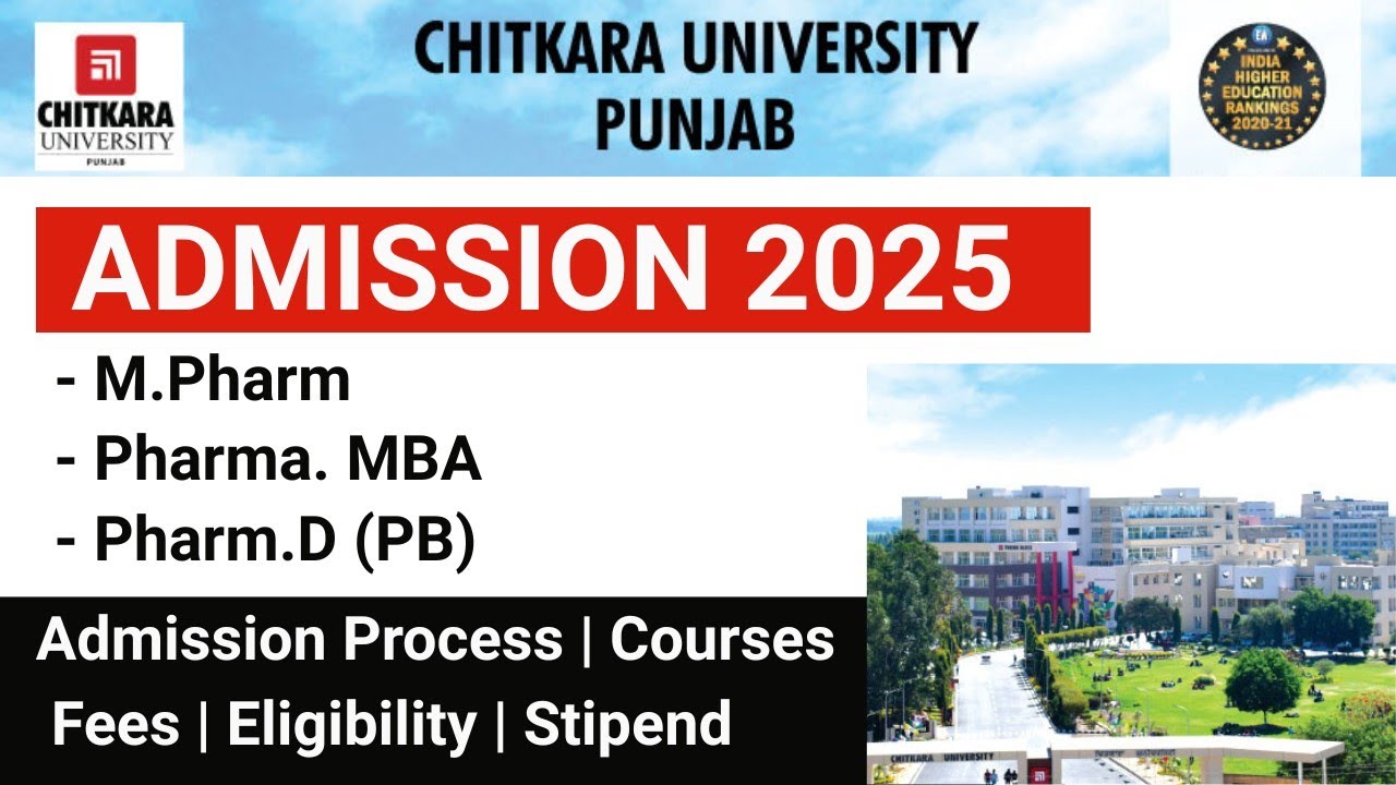Chitkara University M.Pharm, Pharma MBA & Pharm D(PB) Admission 2025 || For GPAT & NON GPAT