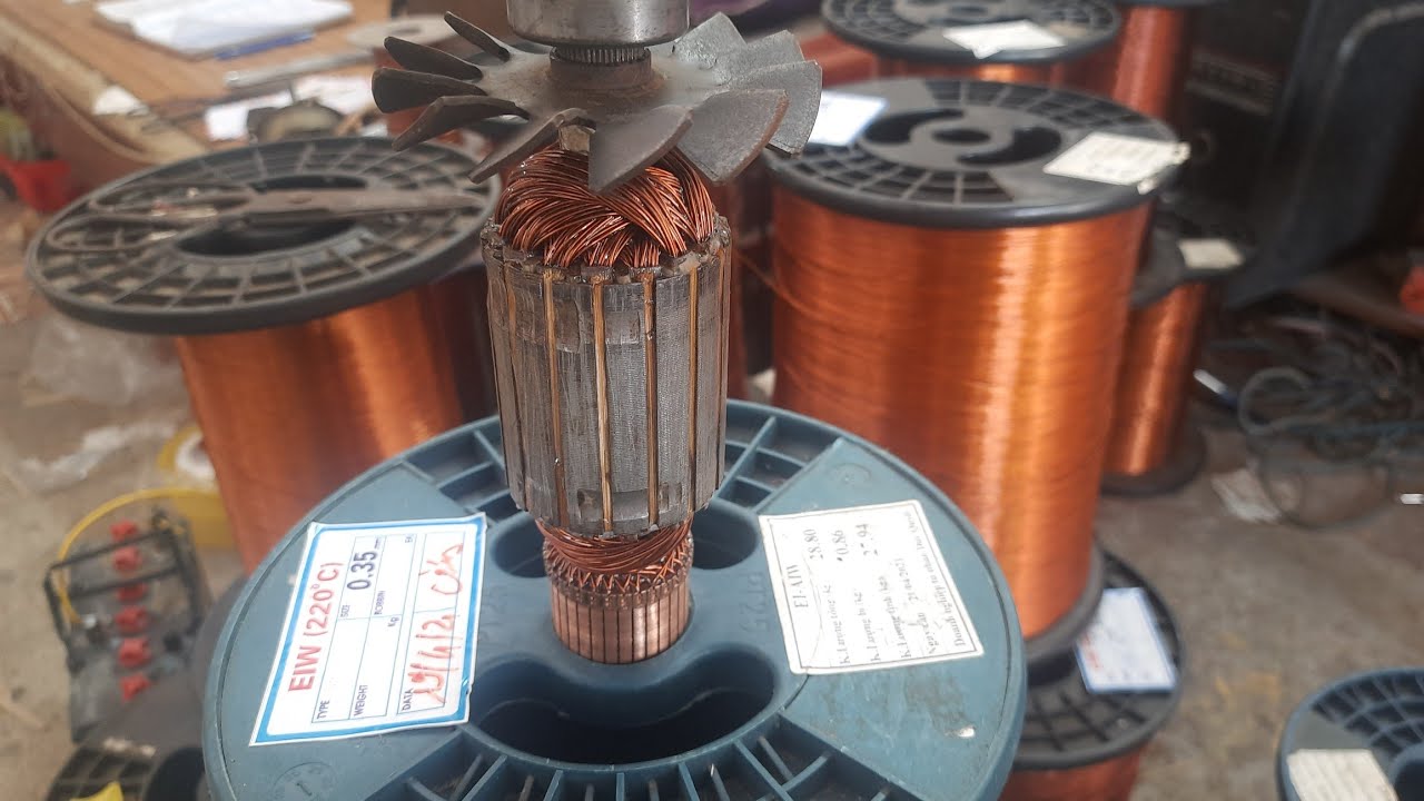 quấn roto máy chạy than kiểu này cũng hay lại rễ- ktd