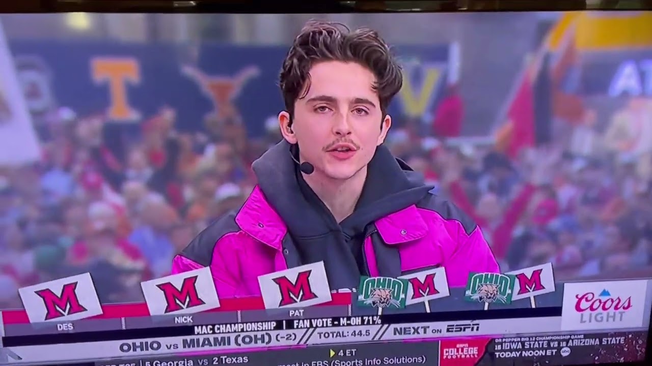 Timothee Chalamet NAILS the OHIO vs MIAMI pick on College GameDay!