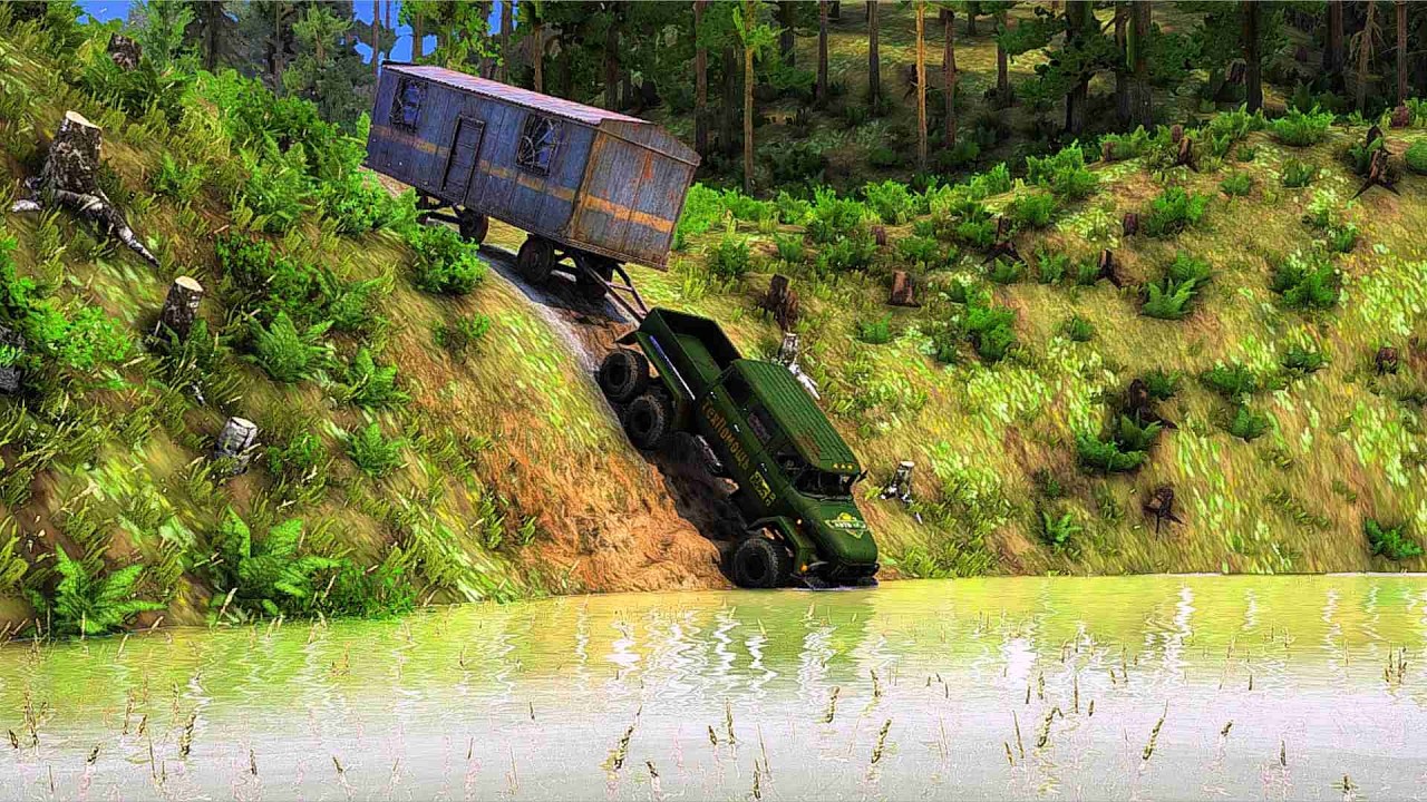 “No Way Back! Heavy Truck Slides Down a Deadly Riverbank!”