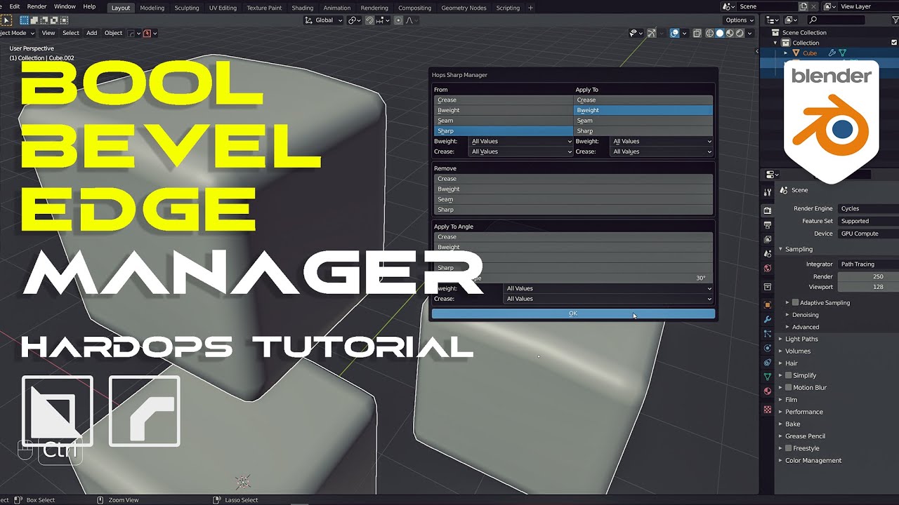 Bool,  Bevel and Edge Manager with HardOPS for Blender.