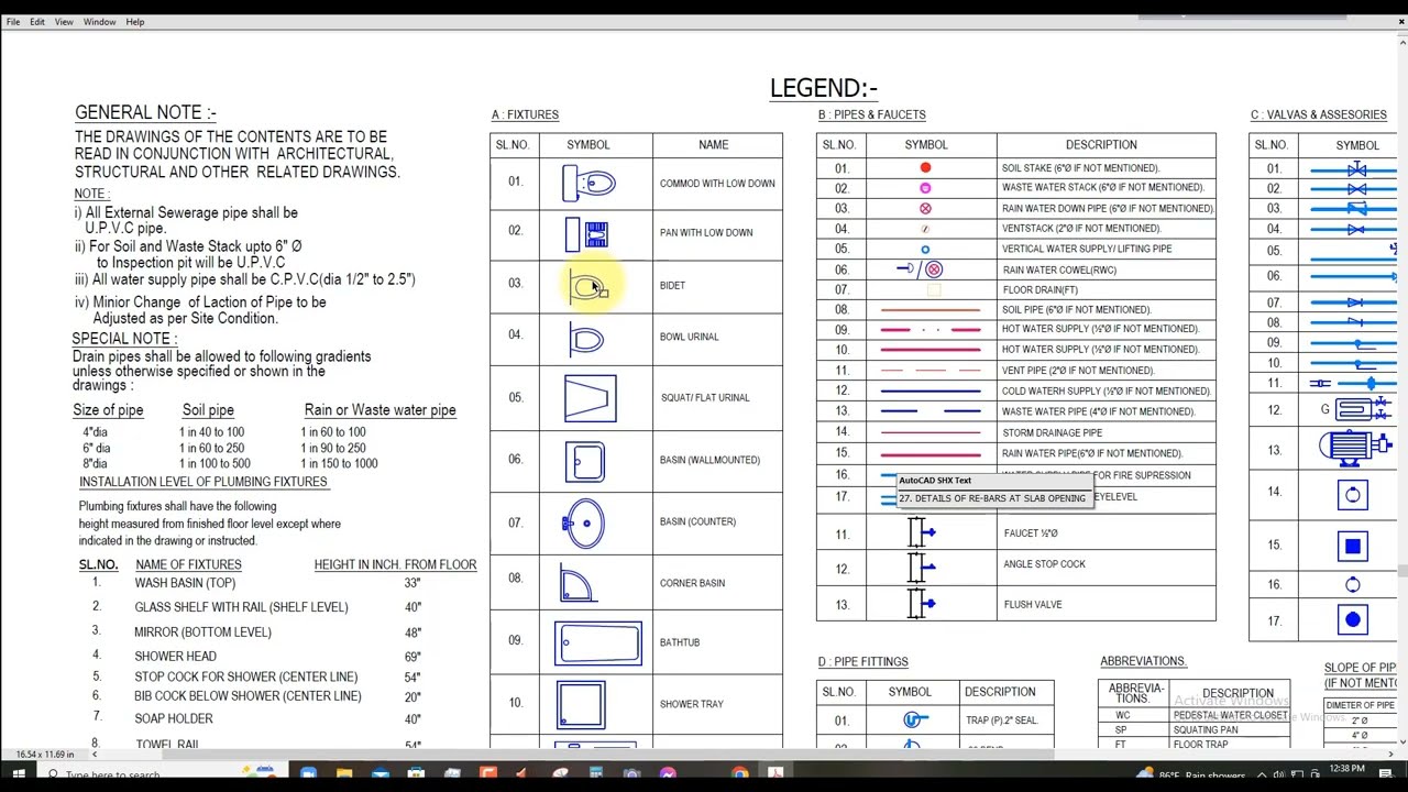 Plumbing Drawing Explanation