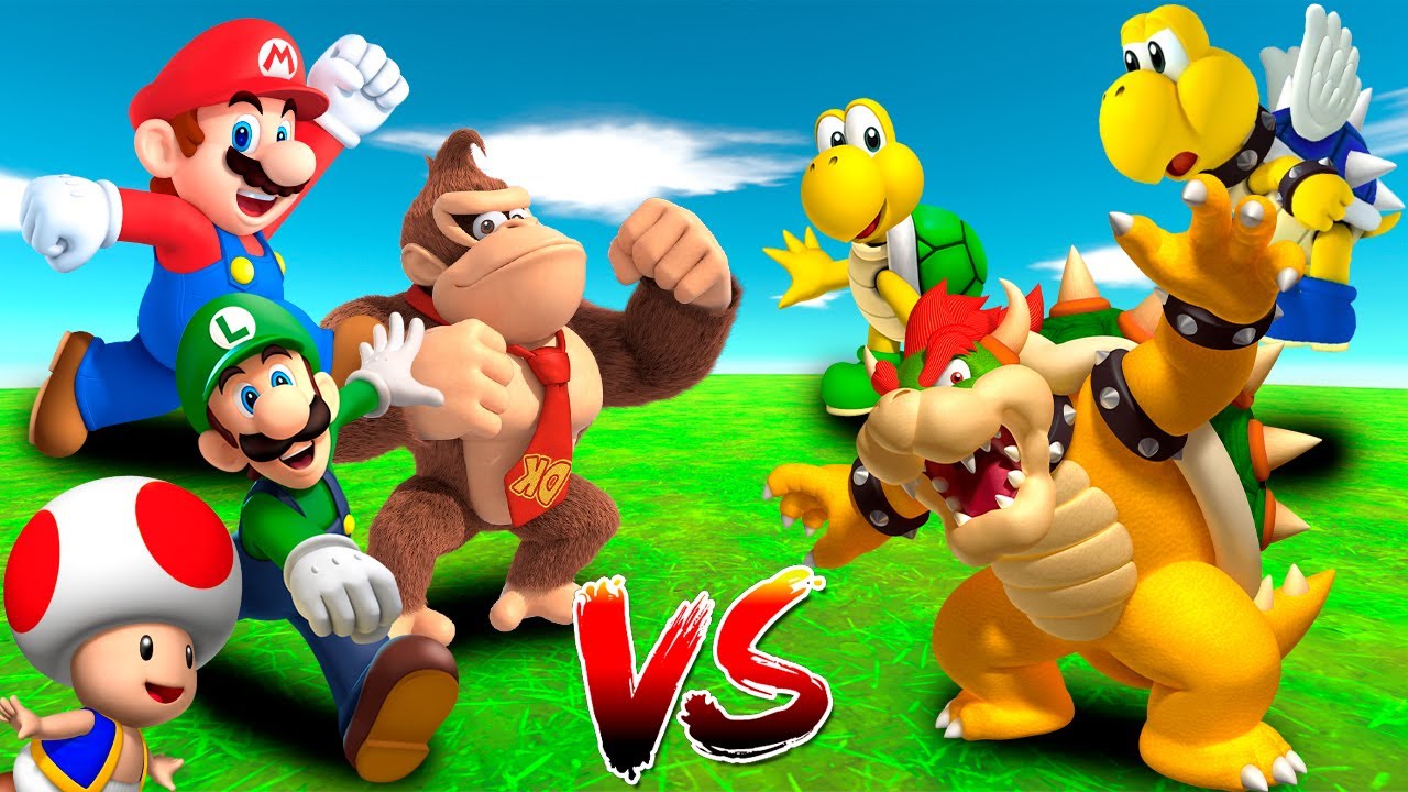 SUPER MARIO BROS, LUIGI Y DONKEY KONG vs BOWSER Y LOS KOOPAS | Simulador de Batallas Epicas | JehxTp