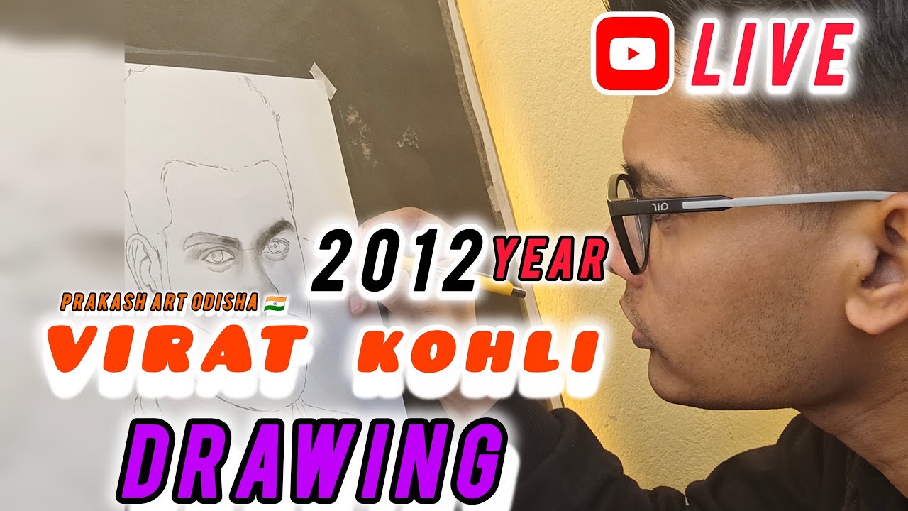 PRAKASH ART ODISHA🇮🇳 is live! Virat Kohli 2012 year photo drawing ❤️✍️