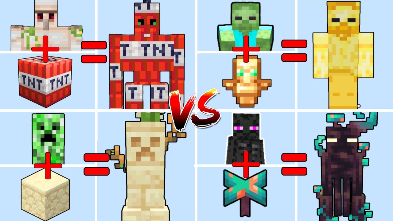 MINECRAFT MOB TOURNAMENT BUT MOBS COMBINE WITH BLOCKS | Minecraft Mob Battle