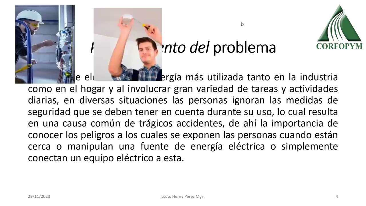 CURSO: PREVENCI&Oacute;N DE RIESGOS EL&Eacute;CTRICOS - CLASE 1 -CORFOPYM