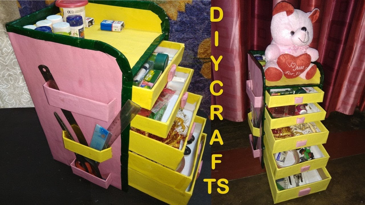 How to make DIY  Desk Organizer / Drawer out of Cardboard boxes /paper craft
