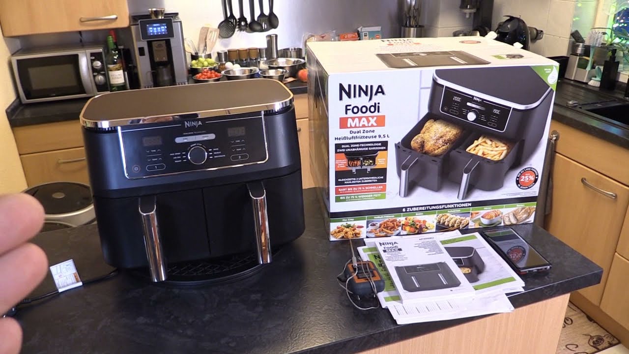 Ninja Foodi Max Heißluft Fritteuse / 2 Zonen Heißluftfritteuse / 2.470 Watt / Ninja AF400 EU