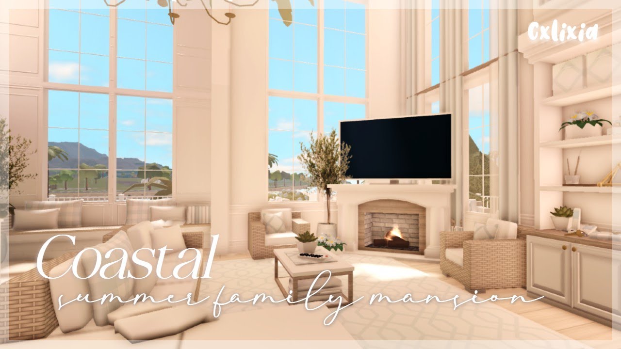 Bloxburg: Coastal Summer Family Mansion Home (Interior) | Roblox House Build | Speedbuild