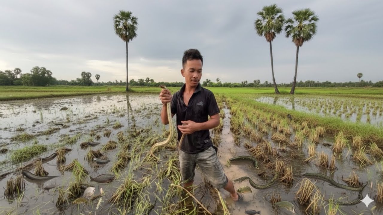 Put a net in the rice field and it will hold a lot of fish. ដាក់បង្កៃតាមវាលស្រែបានត្រីផ្ទុកច្រើនណាស់