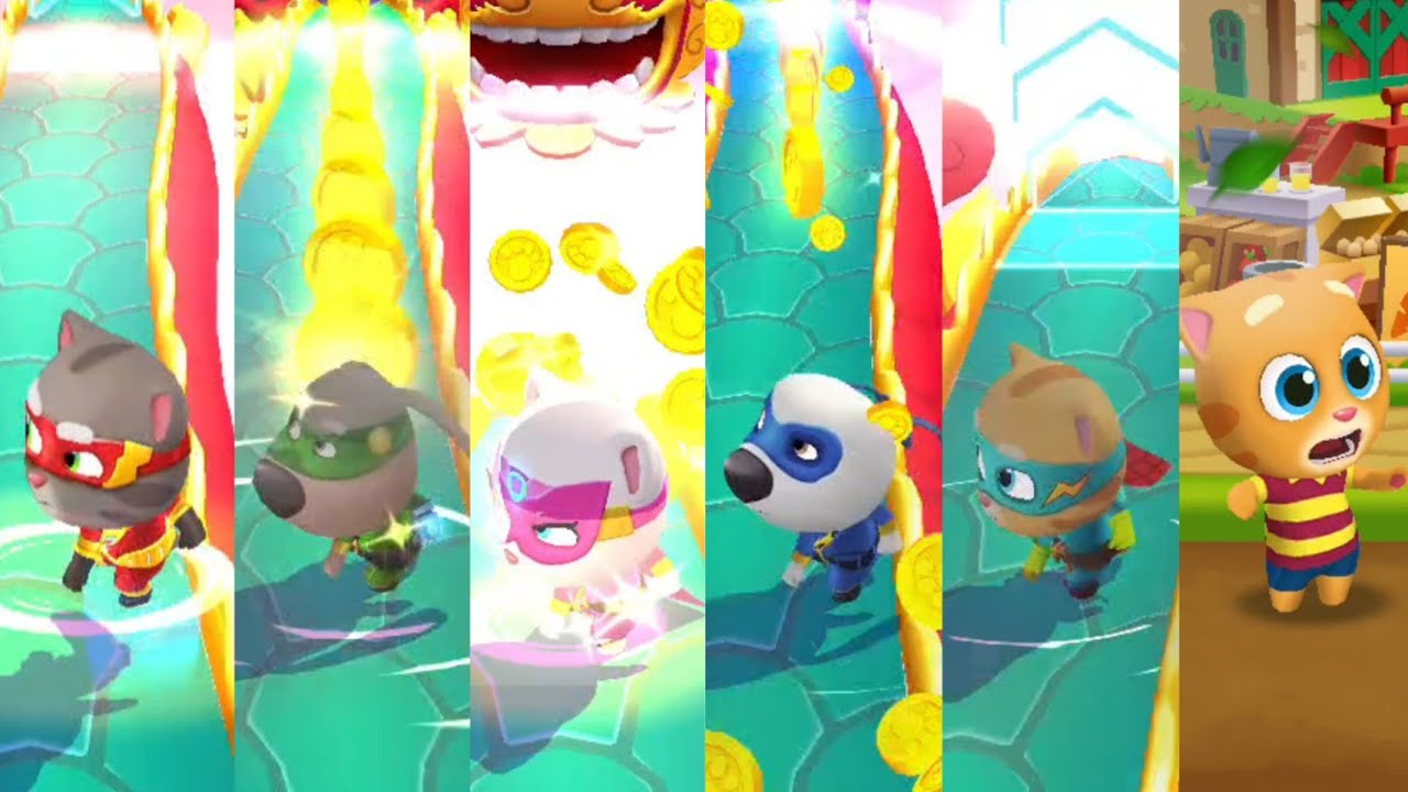 Talking Tom Hero Dash & Gold Run- All Hero Failed in DragonLand and Ginger Running Gameplay