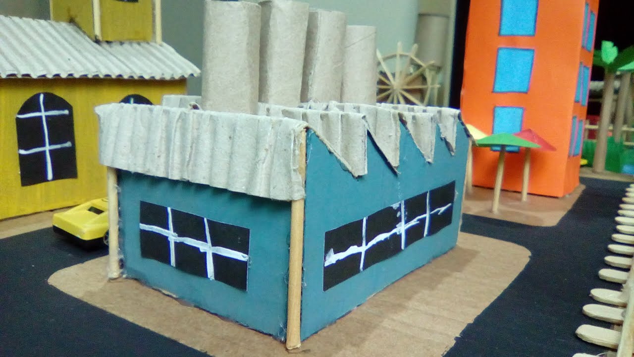Vídeo 23 | Como fazer a fábrica da MAQUETE | cidade em miniatura feita com materiais recicláveis diy