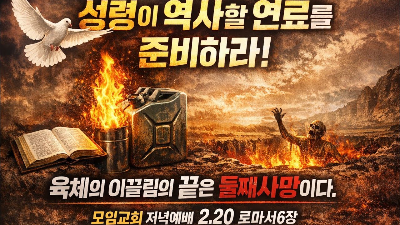 성령이 역사할 연료를 준비하라. 육체의 이끌림의 끝은 둘째사망이다. 모임교회 저녁예배 2.20 로마서6장
