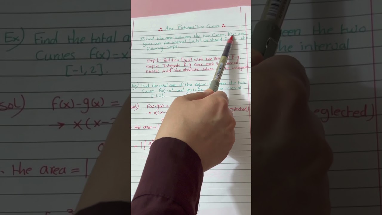 المرحلة الاولى/ ايجاد المساحه بين منحنين باستخدام التكامل