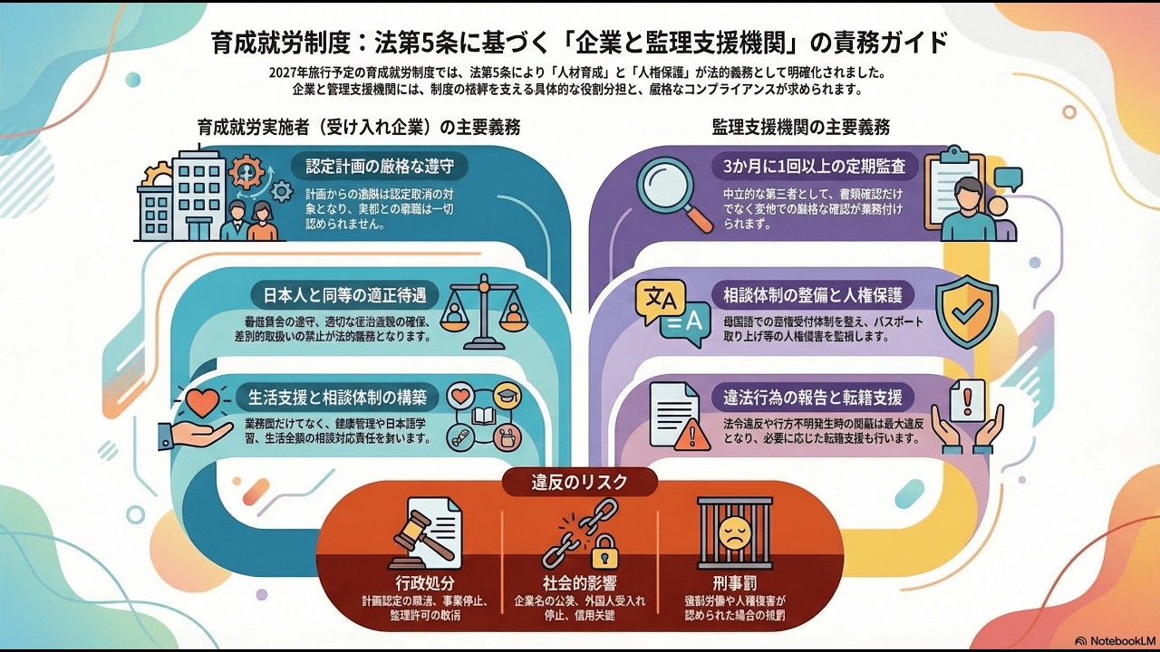 育成就労実施者・監理支援機関等の責務（法第5条）完全解説｜制度の中核を担う義務と実務ポイント