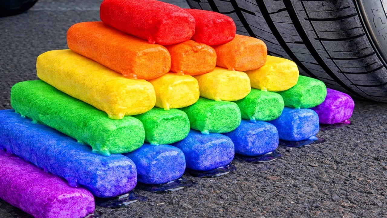 Crushing Experiments Video! &Car vs Crunchy Color Giant Toothpaste Balloons & Soft Things By Car 3