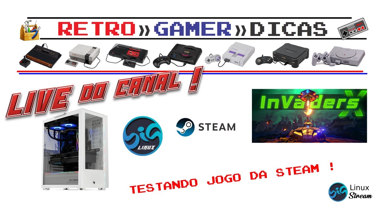 Live !!  TESTANDO JOGO BR da STEAM ! via Big Linux - jogando INVADERS X !