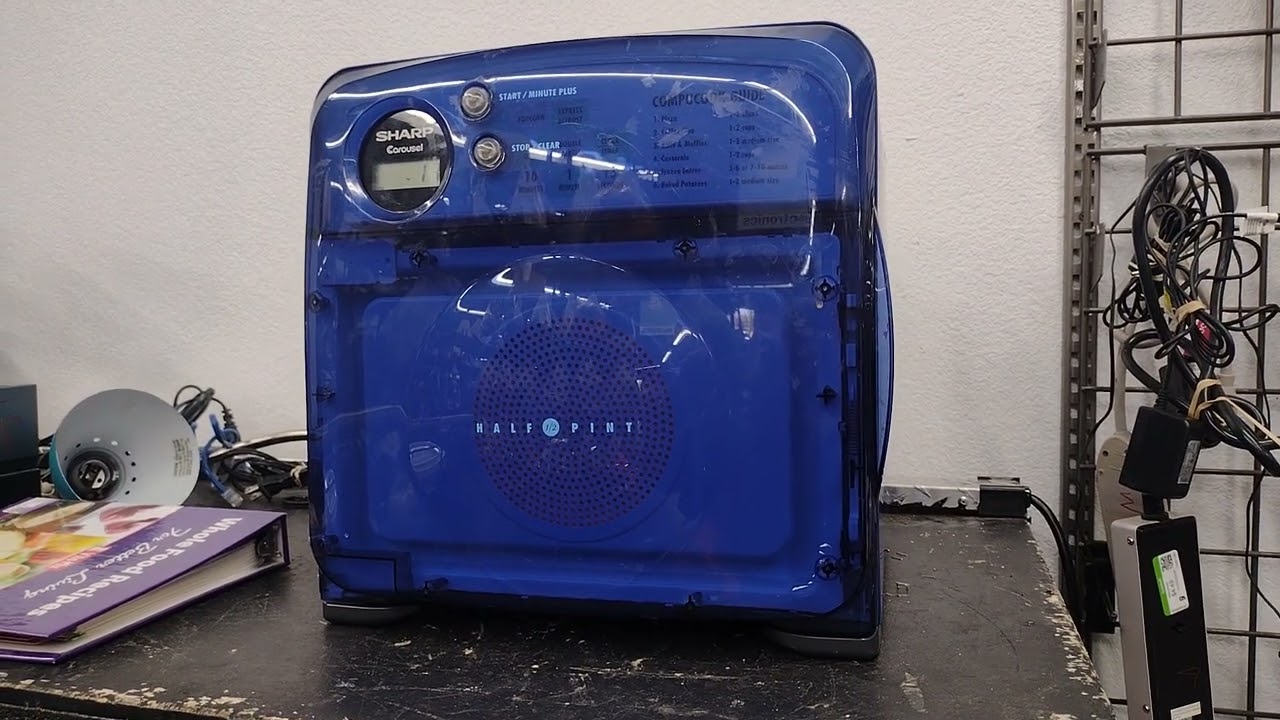 sharp carousel half-pint microwave in blue test.