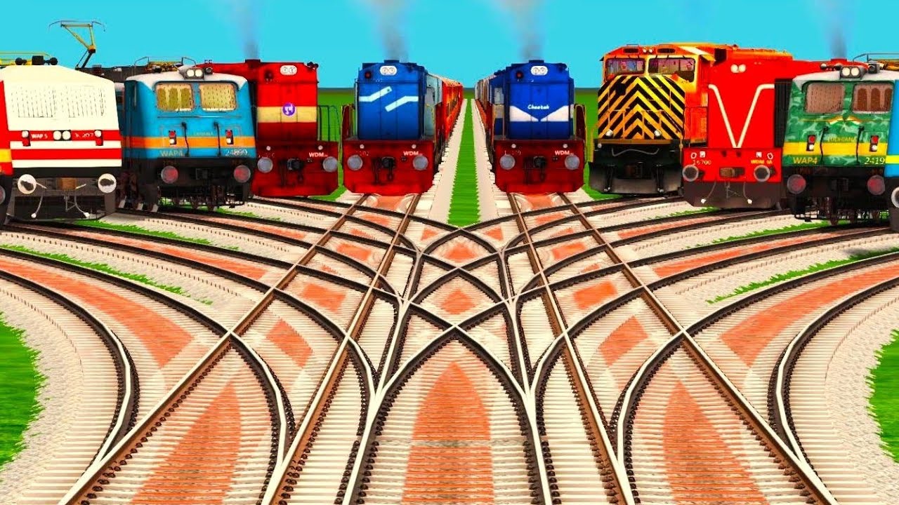 Train Crossing At High Speed Risky Railroad ll Forked New Railroad Junction Track ll train simulator