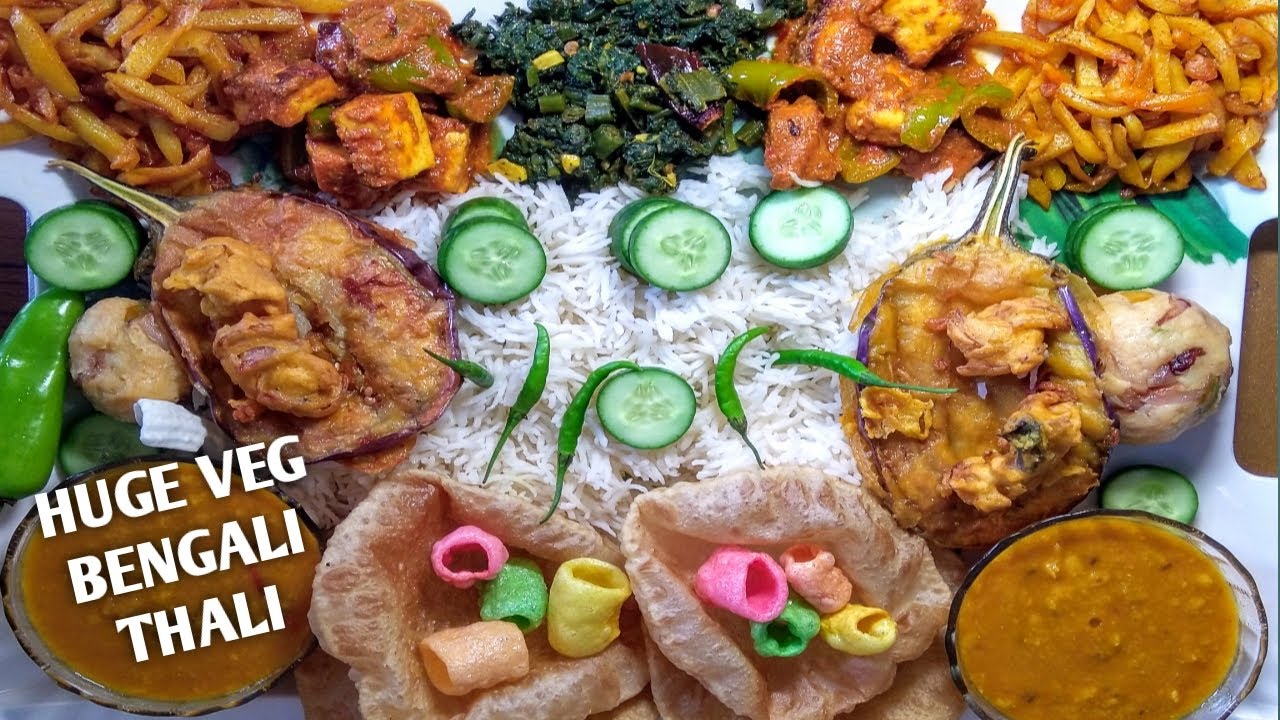 HUGE VEGETARIAN BENGALI THALI MUKBANG|paneer dalna,alur bhorta,baingan bora,alur bhaja,luchi,dal