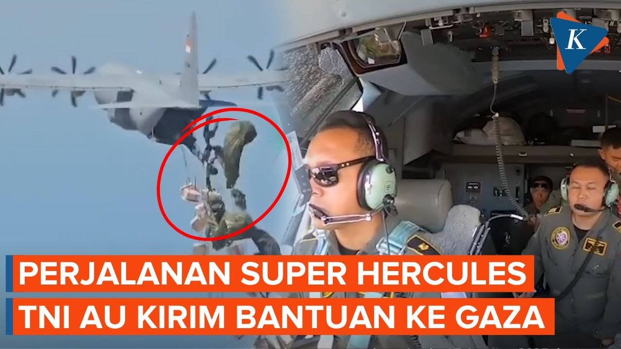 Momen Perjalanan Pesawat C-130J Super Hercules TNI AU Airdrop Bantuan ke Gaza