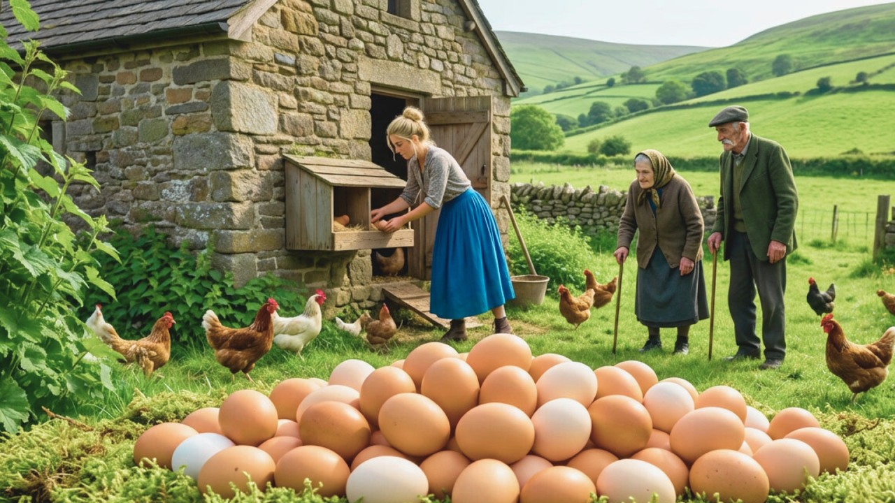 Peaceful village life: Gathering fresh morning eggs for breakfast (Farm fresh ASMR)