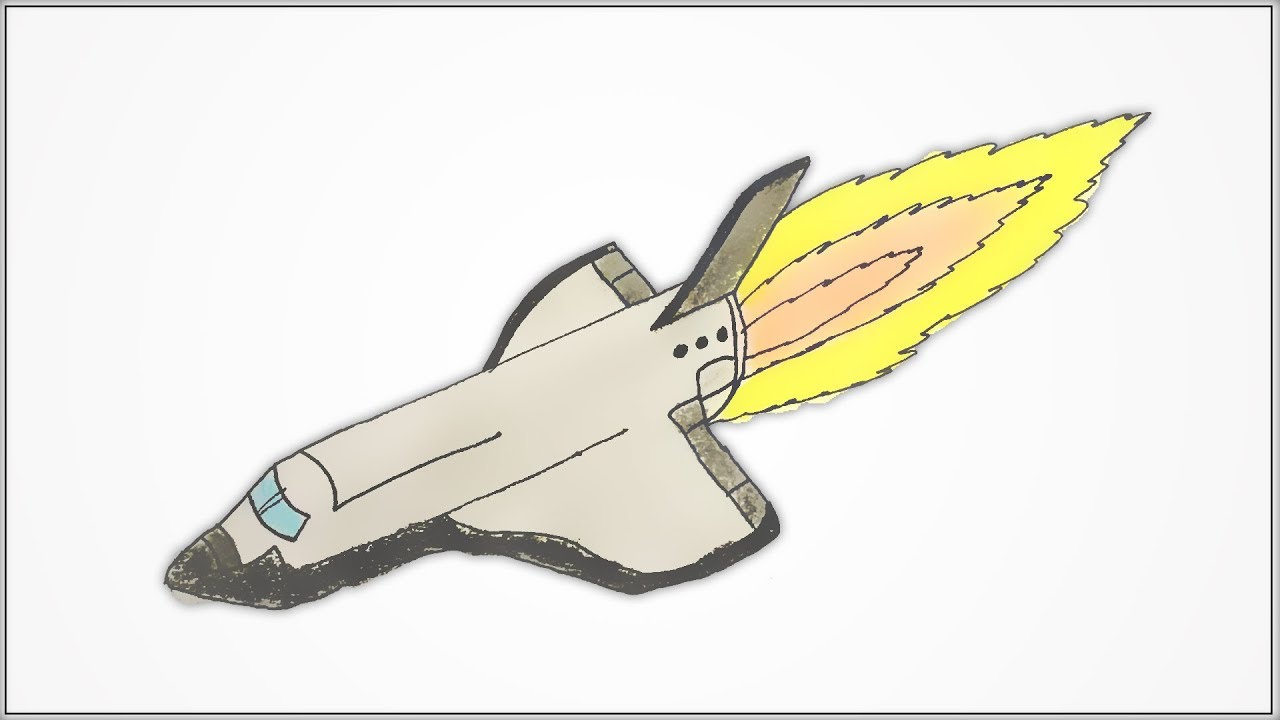 How to draw Space shuttle rocket plane for kids