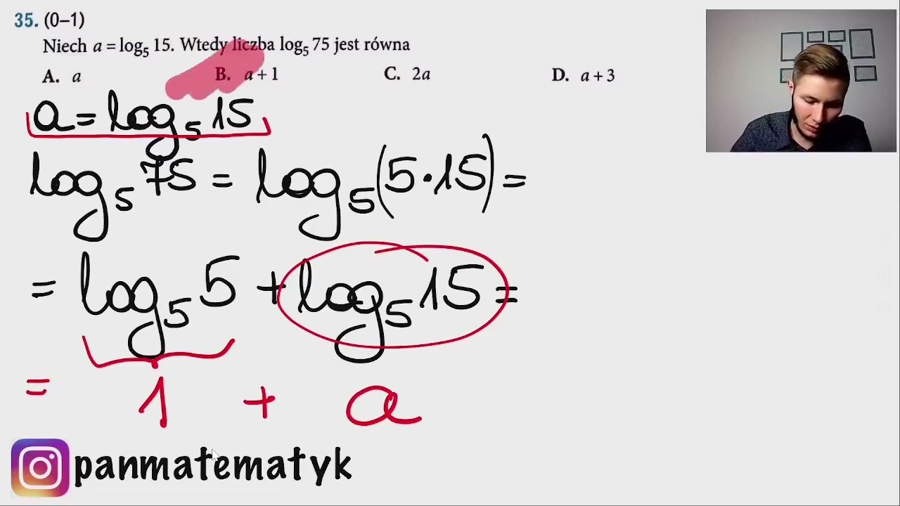 Niech a=log5 15. Wtedy liczba log5 75 jest równa