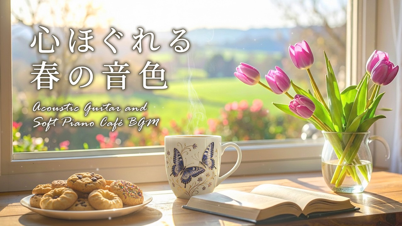 【春の癒しBGM】心ほぐれるひととき｜優しく満たされるアコースティックギターとピアノのカフェ音楽｜作業用・家事・読書・リラックス #chill #作業用bgm