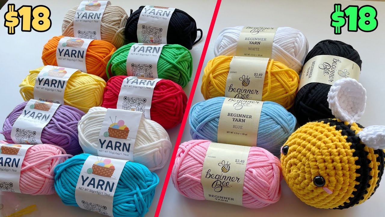 Amazon Yarn versus Hobby Lobby Beginner Bee yarn.  You decide is it worth it??